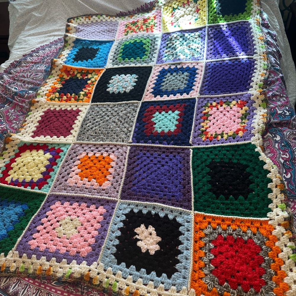 Colorful Crochet Patchwork Blanket granny square